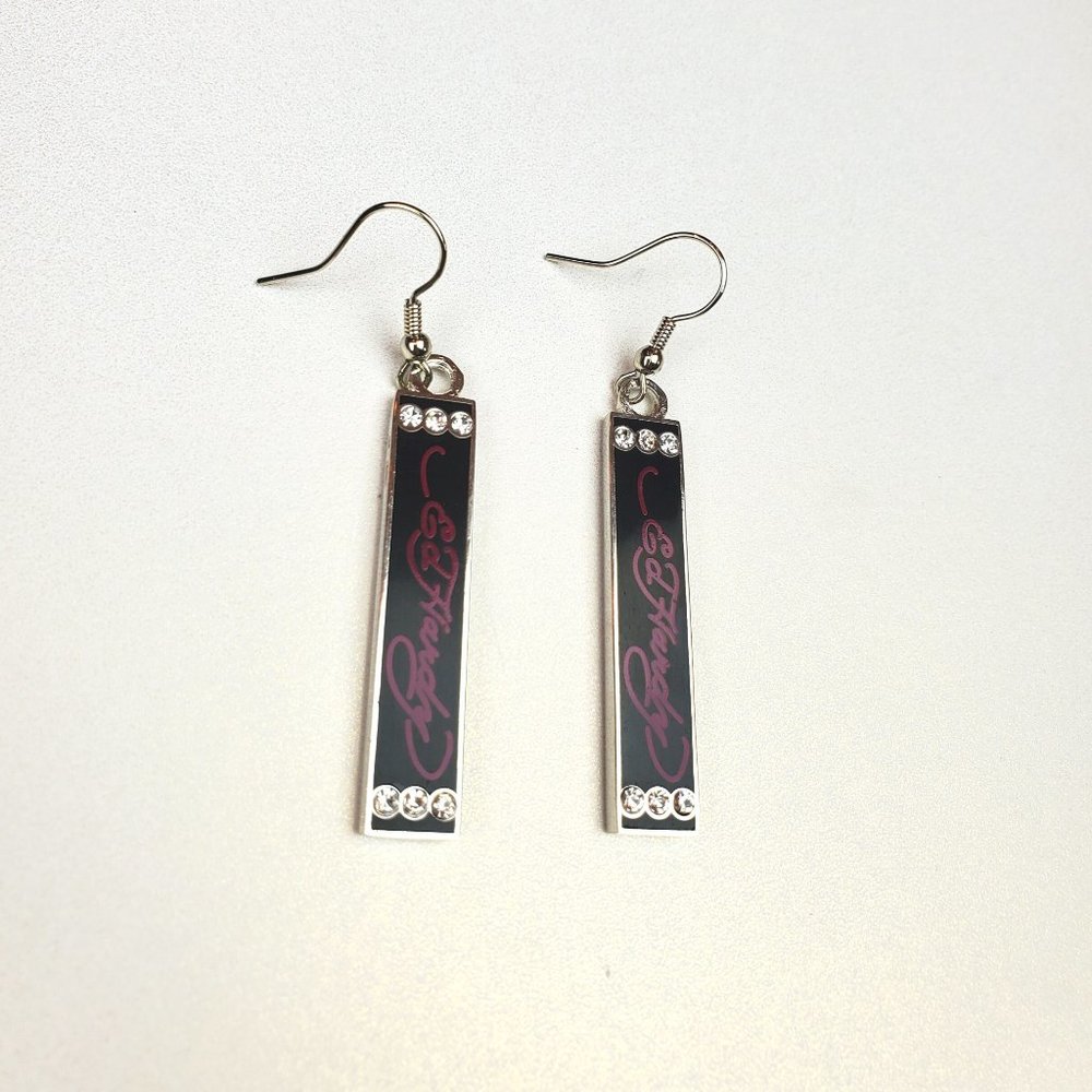 ED HARDY VINTAGE Style Earrings /Ed Hardy Logo Hoop Earrings - Picture 4 of 7